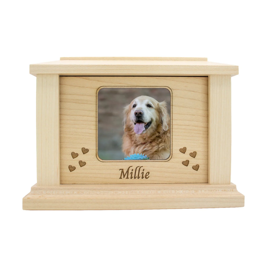 wooden pet urn for cremation ashes