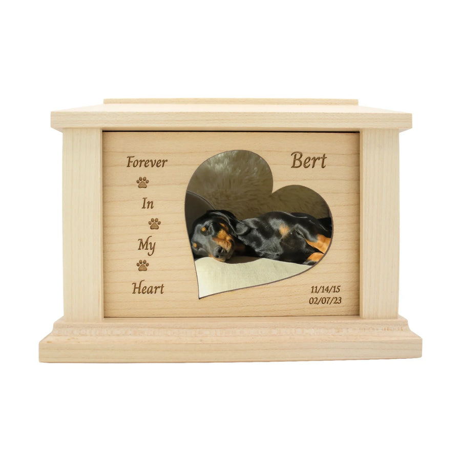 wooden pet urn for cremation ashes