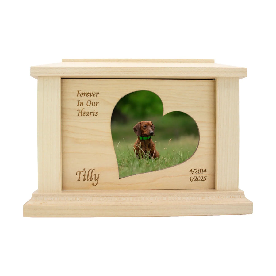wooden pet urn for cremation ashes