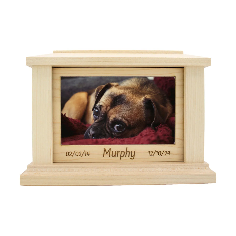 wooden pet urn for cremation ashes