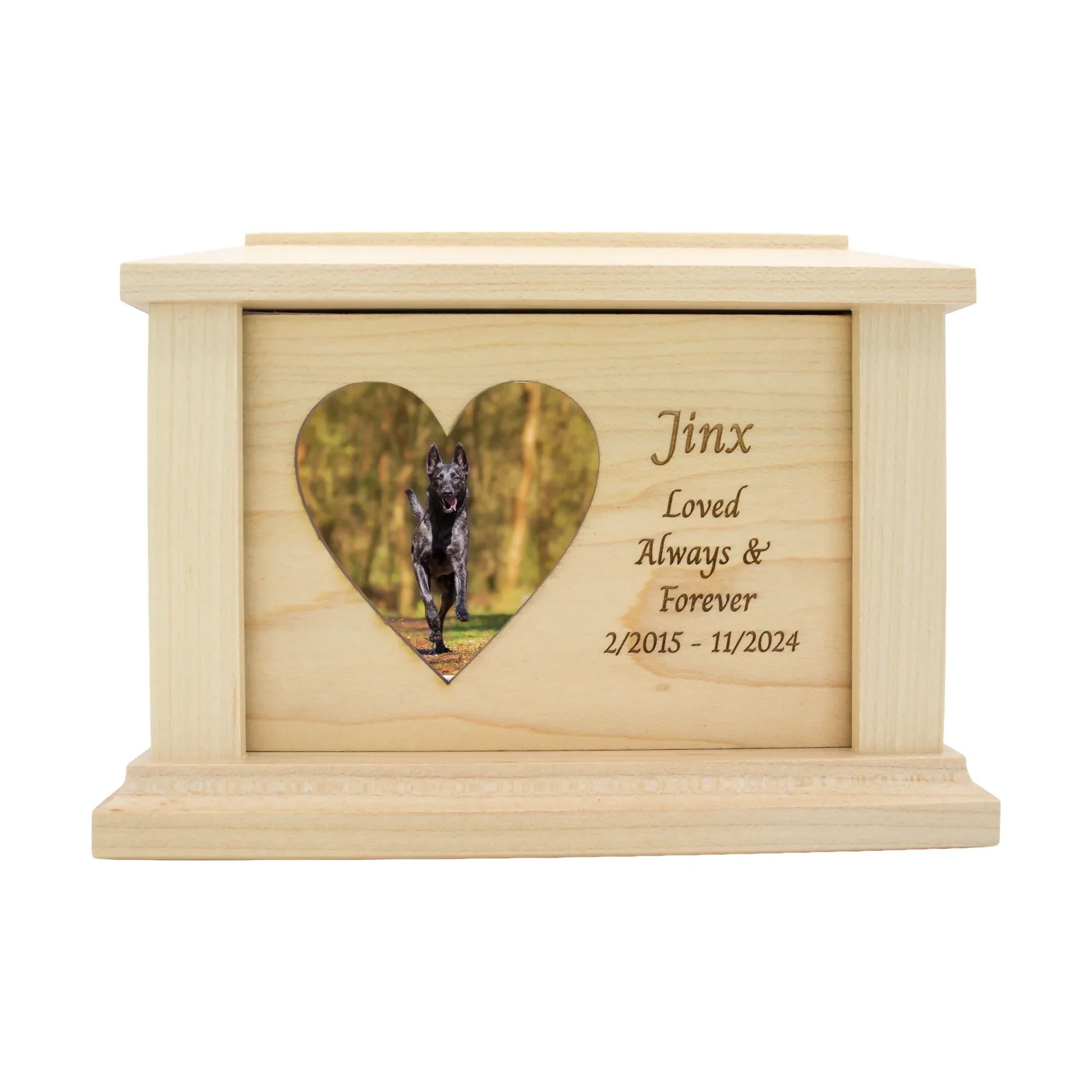 wooden pet urn for cremation ashes