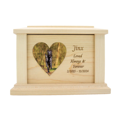wooden pet urn for cremation ashes