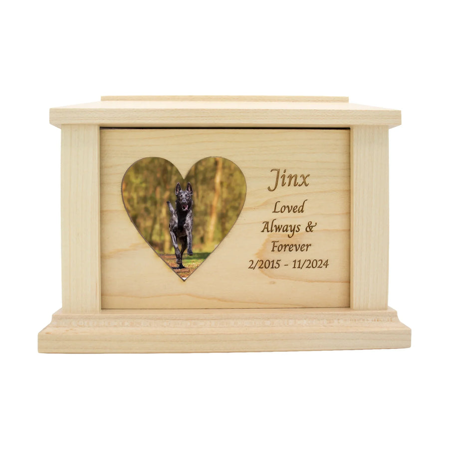 wooden pet urn for cremation ashes