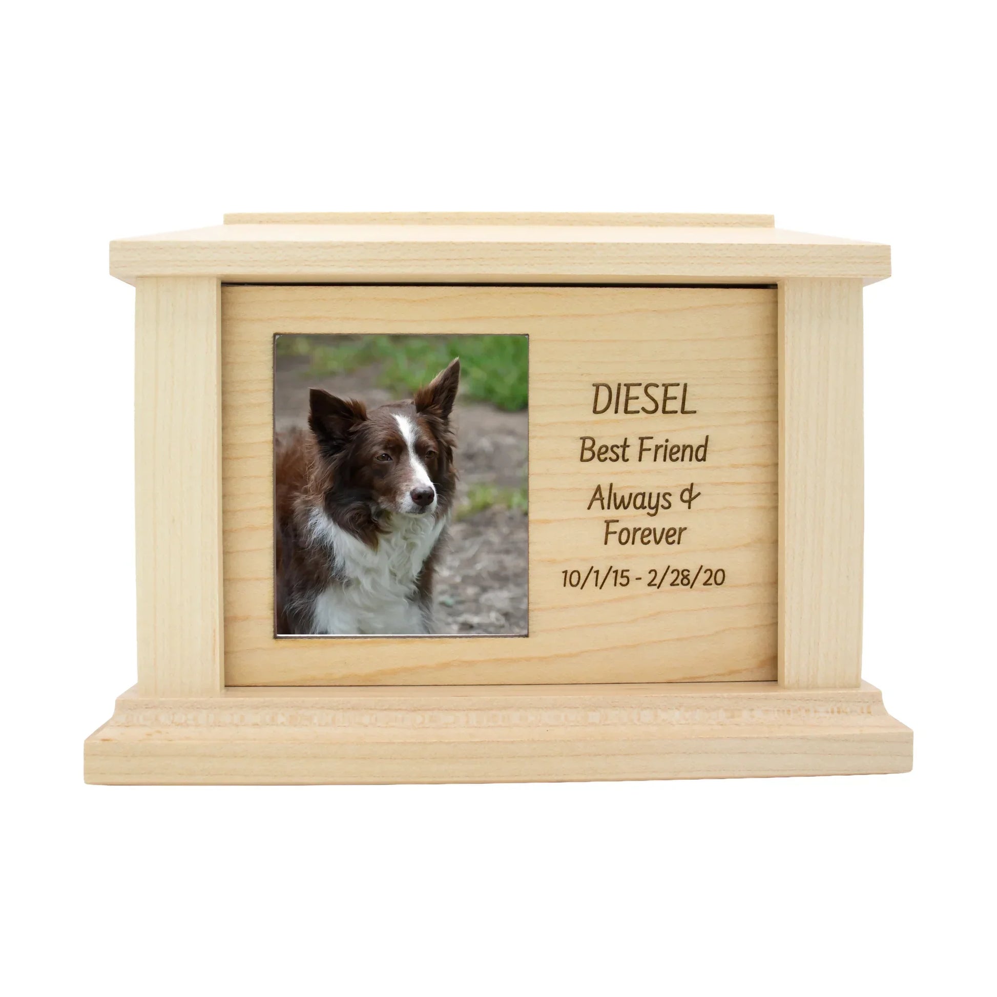 wooden pet urn for cremation ashes