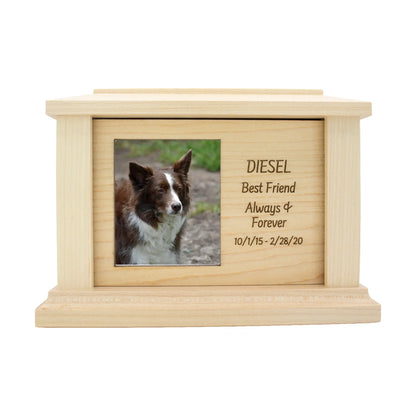 wooden pet urn for cremation ashes