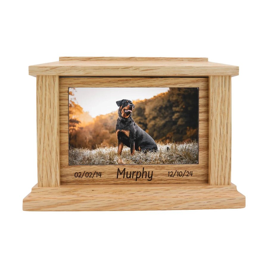 wooden pet urn for cremation ashes