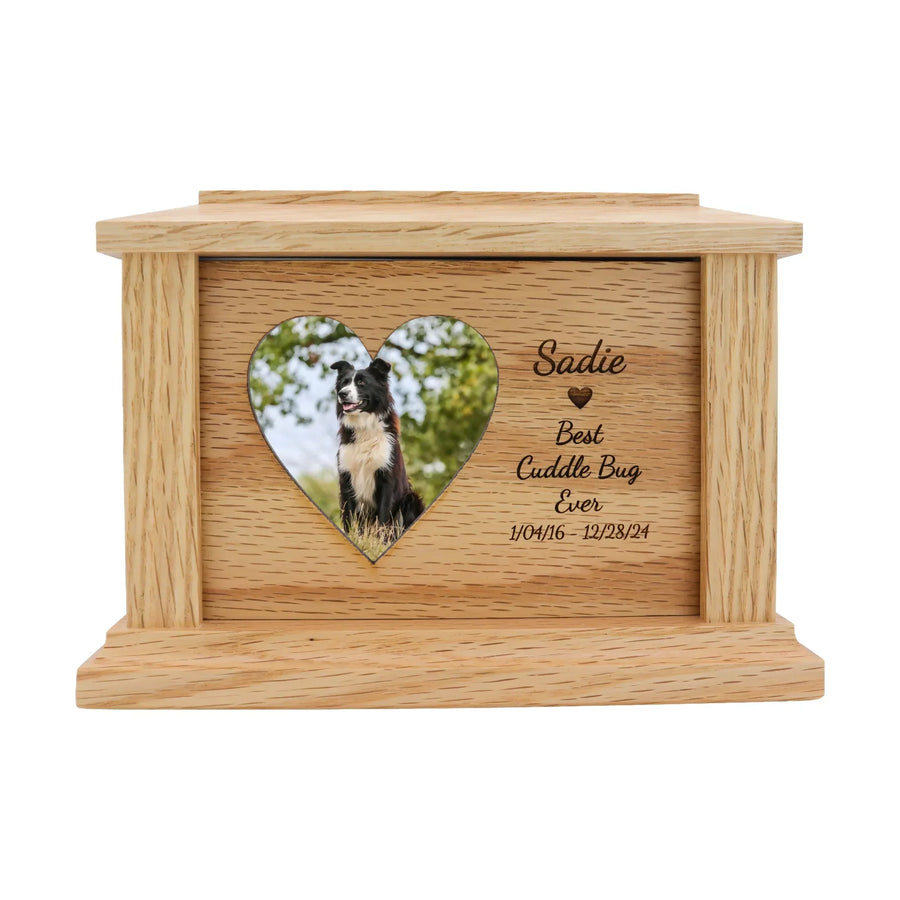 wooden pet urn for cremation ashes