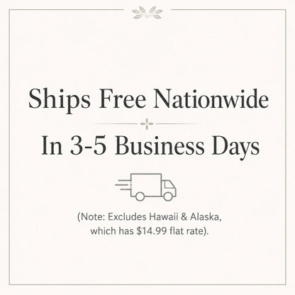 White information graphic with delivery truck icon and free nationwide shipping message