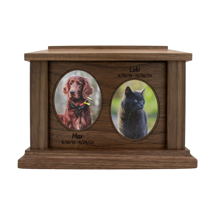 Walnut Pet Urn | Double Oval