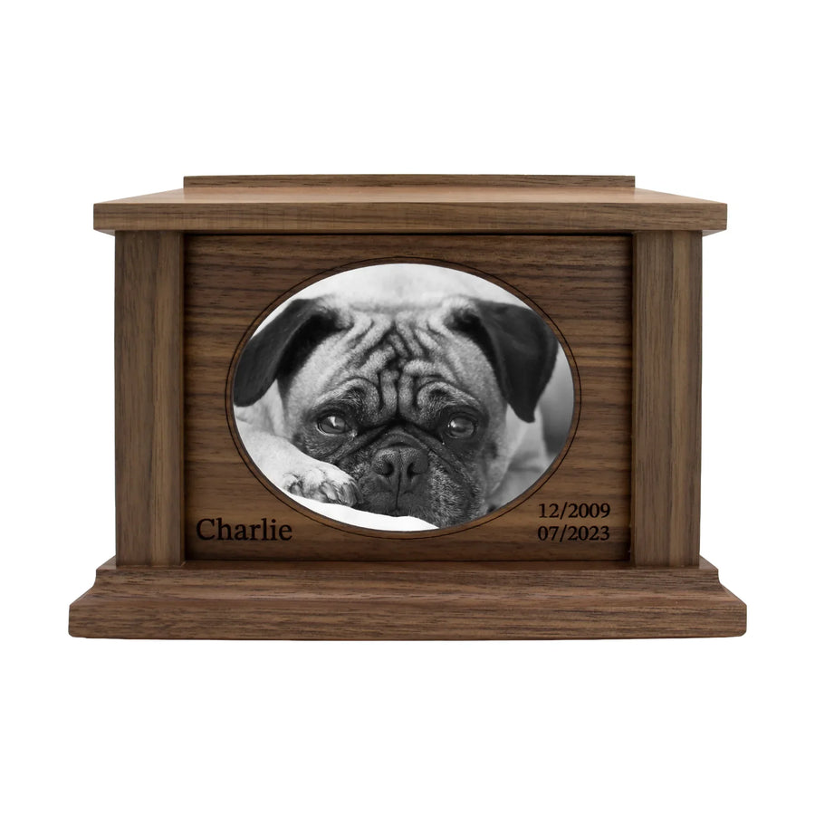wooden pet urn for cremation ashes