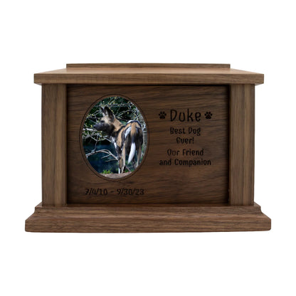 wooden pet urn for cremation ashes