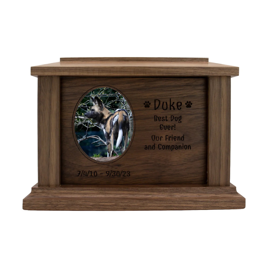 wooden pet urn for cremation ashes